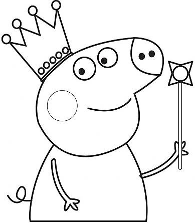 Coloring page smiling Peppa in the crown
